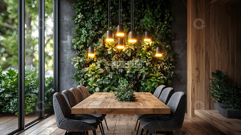 高清大图下载【趣麦麦图】绿植墙餐厅设计
