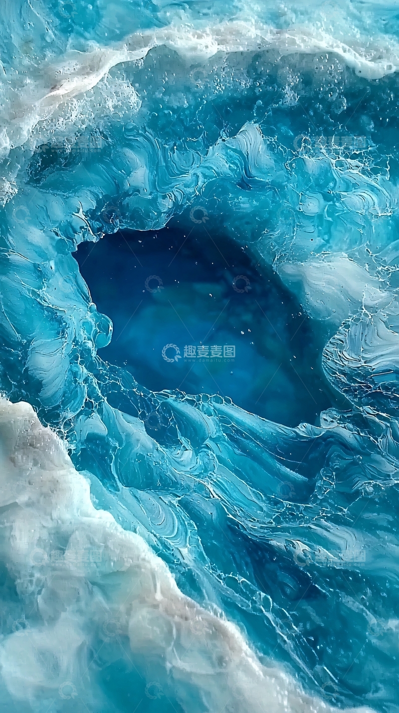 高清大图下载【趣麦麦图】冰川深蓝洞穴