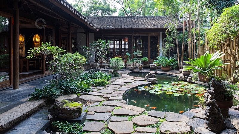 高清大图下载【趣麦麦图】中式庭院小景