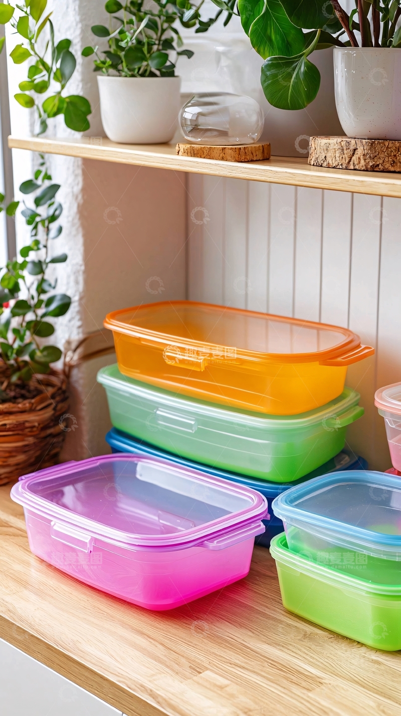 高清大图下载【趣麦麦图】彩色塑料收纳盒
