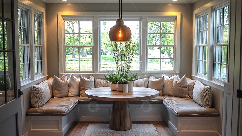 高清大图下载【趣麦麦图】温馨的窗边卡座用餐区