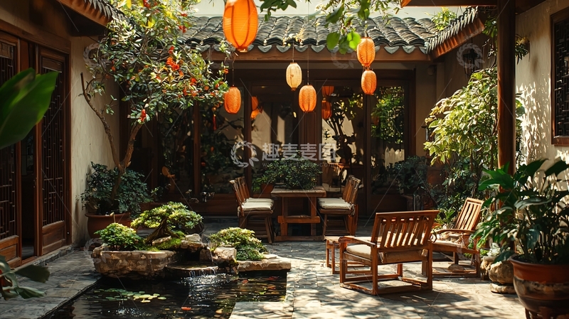高清大图下载【趣麦麦图】中式庭院