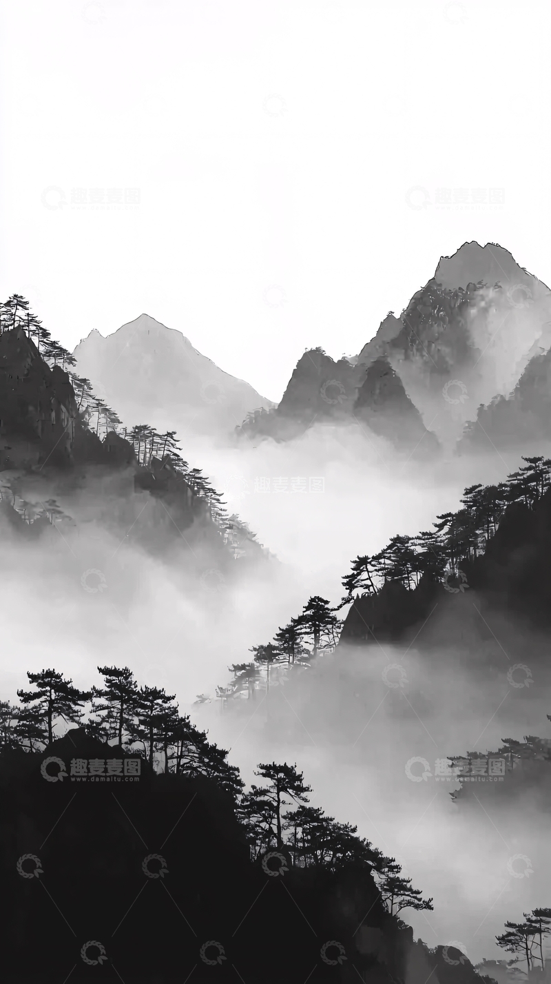 高清大图下载【趣麦麦图】水墨山水画479