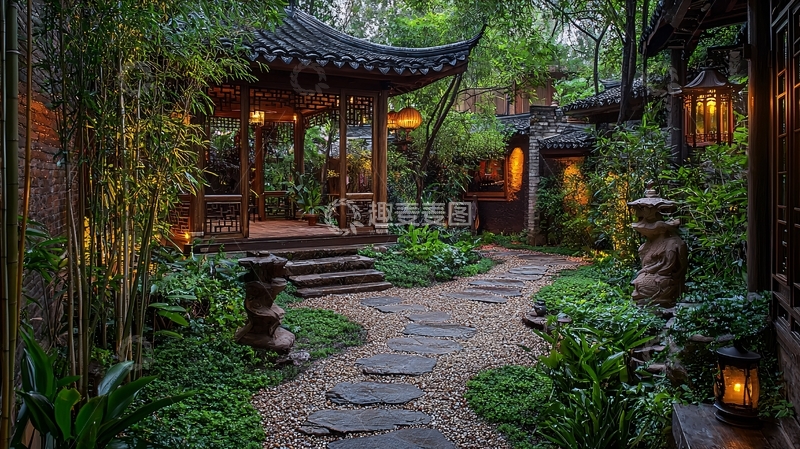 高清大图下载【趣麦麦图】古色古香的东方庭院