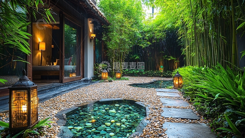 高清大图下载【趣麦麦图】庭院别墅夜景