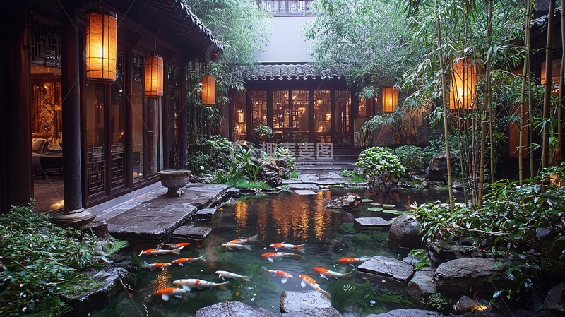 高清大图下载【趣麦麦图】中式庭院