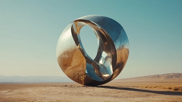 沙漠金属球雕塑