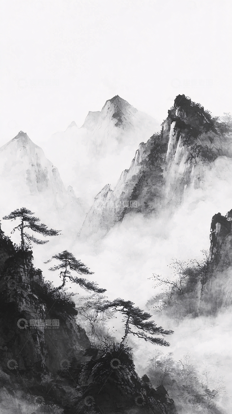 高清大图下载【趣麦麦图】水墨山水画478