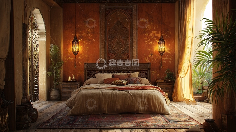 高清大图下载【趣麦麦图】温馨的阿拉伯风格卧室