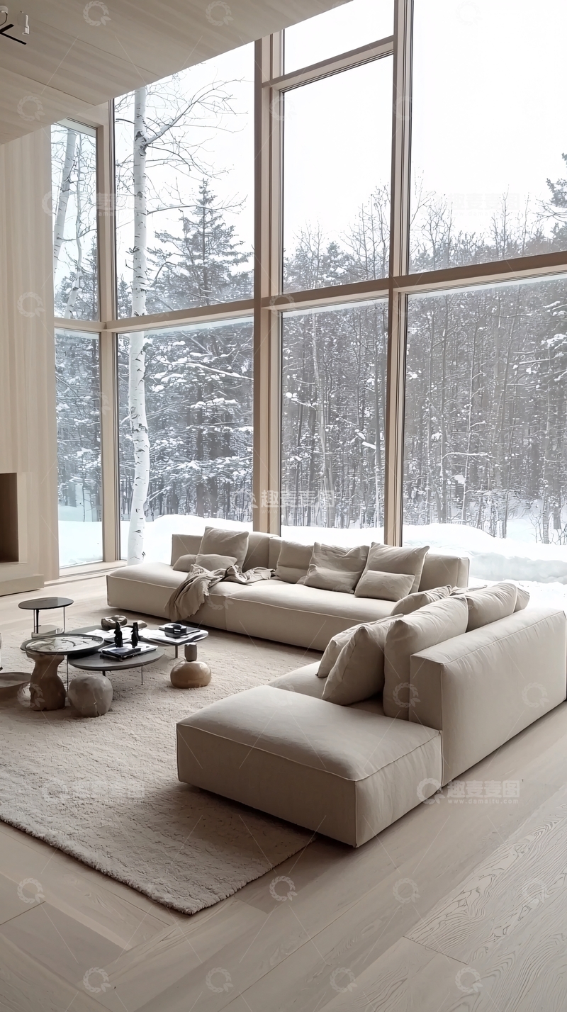 高清大图下载【趣麦麦图】极简风落地窗客厅