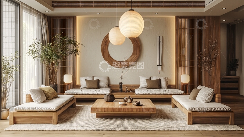 高清大图下载【趣麦麦图】现代日式客厅