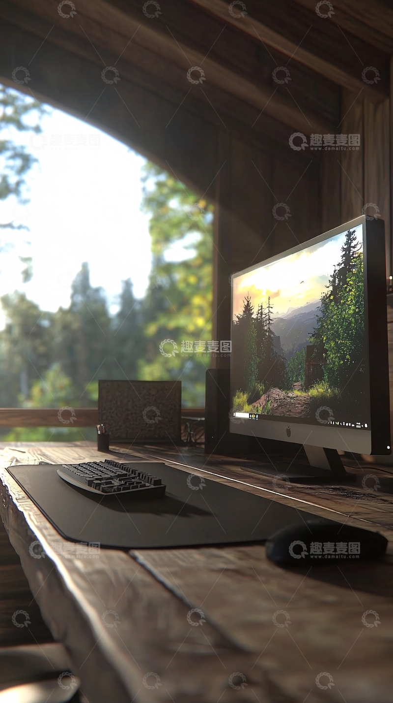 高清大图下载【趣麦麦图】木屋办公桌