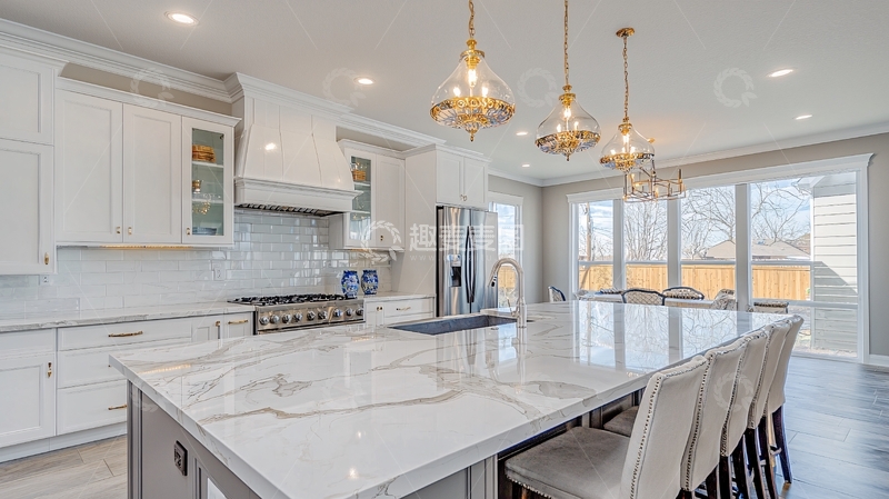 高清大图下载【趣麦麦图】现代化白色大理石厨房
