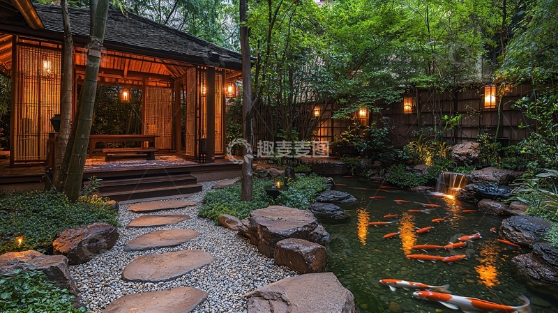 高清大图下载【趣麦麦图】日式庭院禅意建筑景观