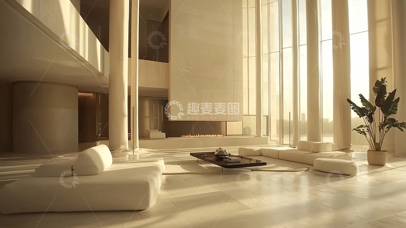 高清大图下载【趣麦麦图】极简主义现代化大空间客厅
