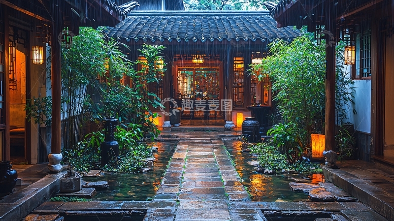高清大图下载【趣麦麦图】古色古香的中式庭院