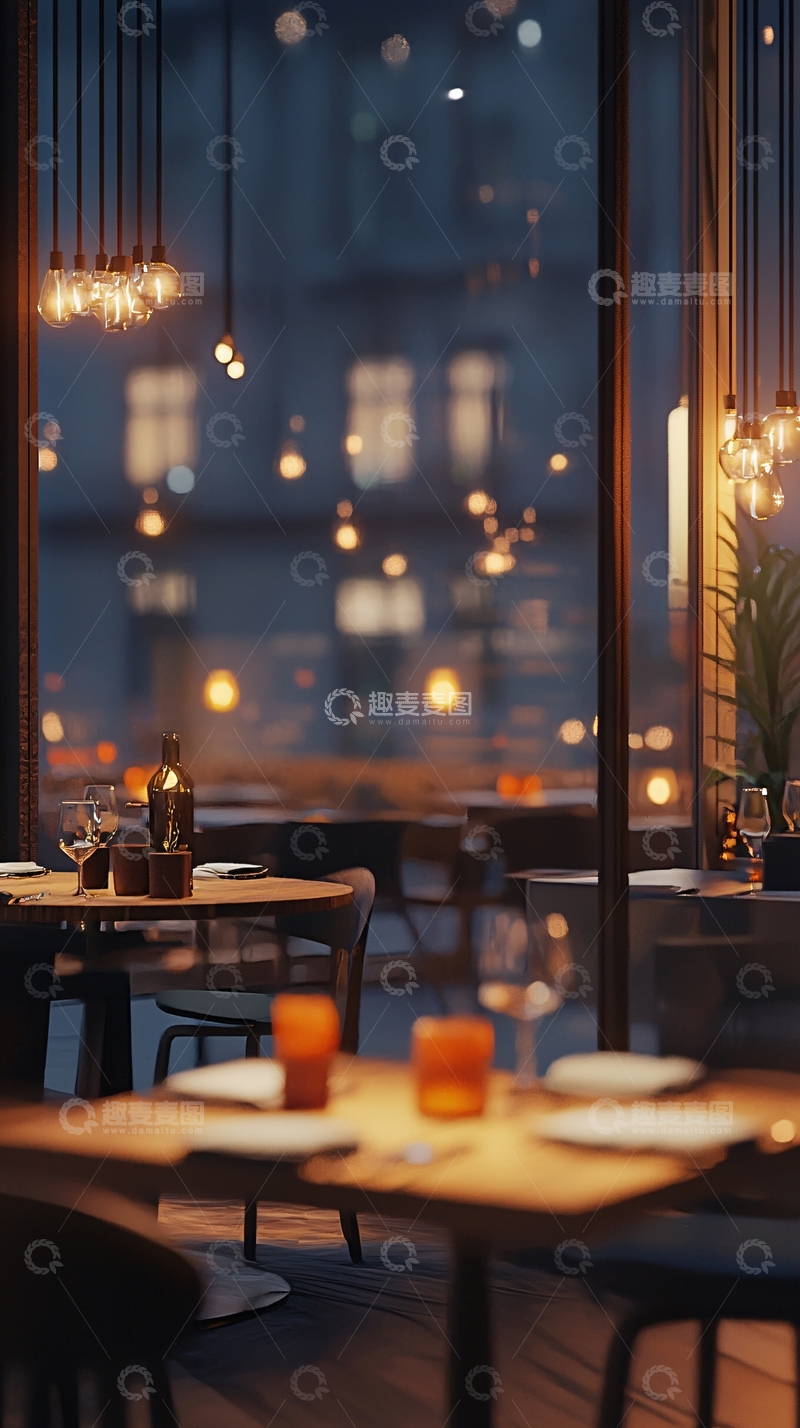 高清大图下载【趣麦麦图】夜晚餐厅温馨氛围