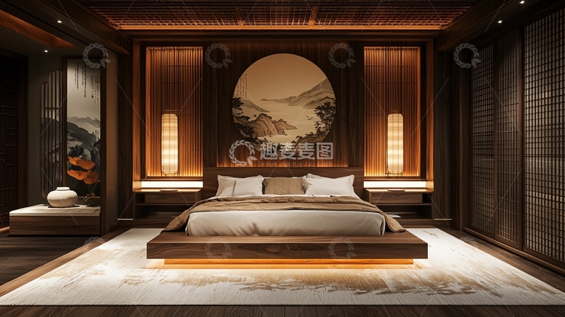 高清大图下载【趣麦麦图】中式风格卧室