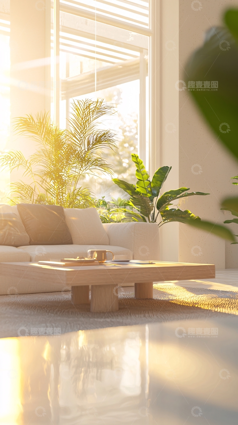 高清大图下载【趣麦麦图】阳光洒进客厅的沙发