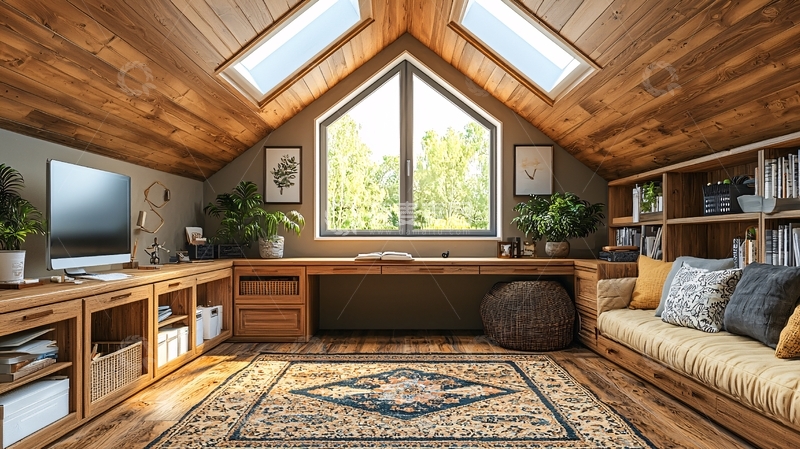 高清大图下载【趣麦麦图】温馨阁楼书房