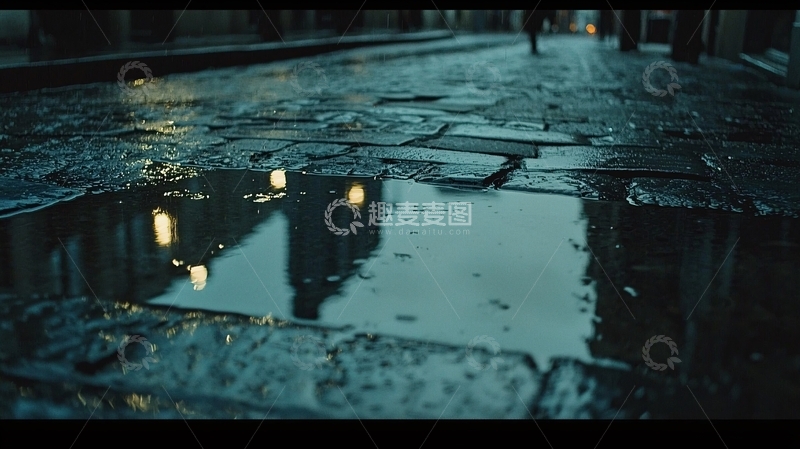 高清大图下载【趣麦麦图】雨后街道积水倒影