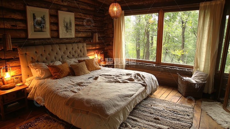 高清大图下载【趣麦麦图】木质小屋卧室