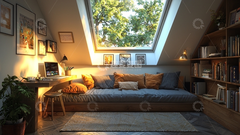 高清大图下载【趣麦麦图】温馨阁楼卧室