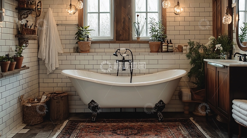 高清大图下载【趣麦麦图】-复古风格浴室