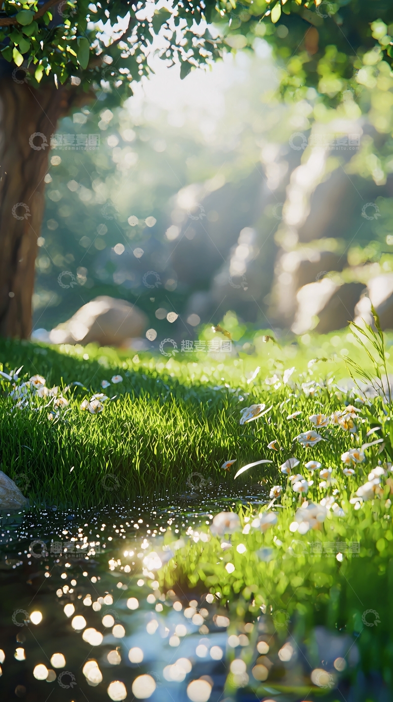 高清大图下载【趣麦麦图】阳光森林小溪