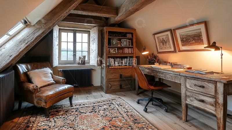 高清大图下载【趣麦麦图】阁楼书房一角