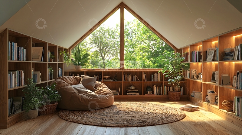 高清大图下载【趣麦麦图】阁楼书房舒适阅读角