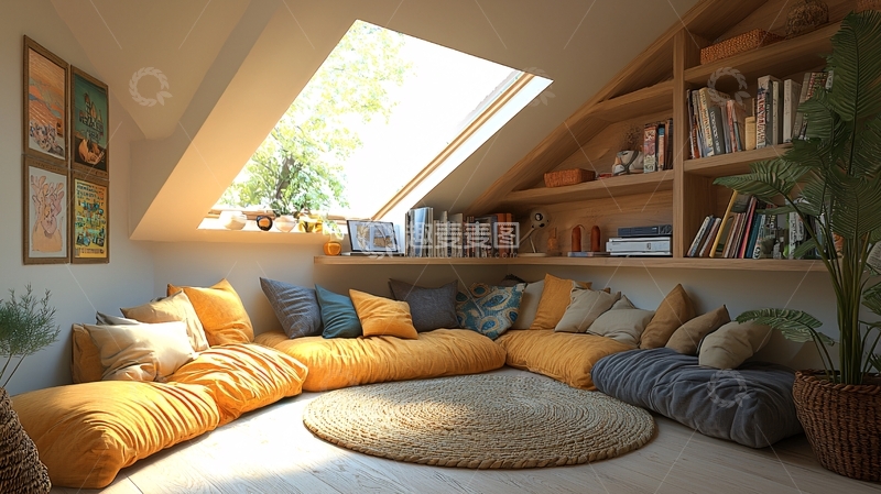 高清大图下载【趣麦麦图】阁楼舒适阅读角