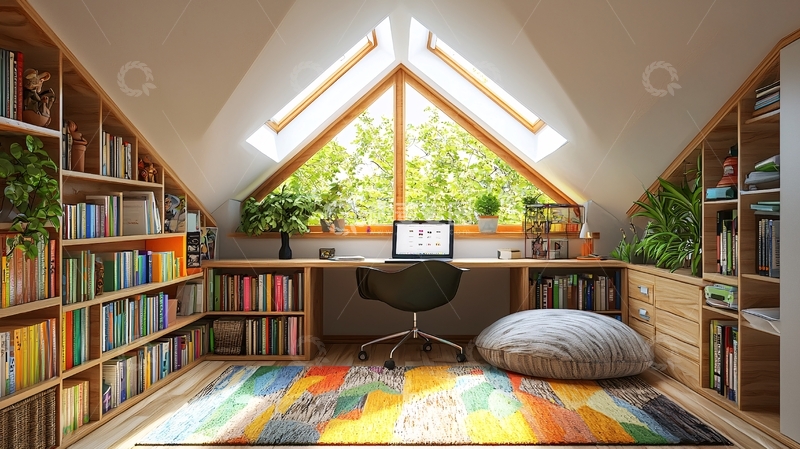 高清大图下载【趣麦麦图】阁楼书房温馨采光
