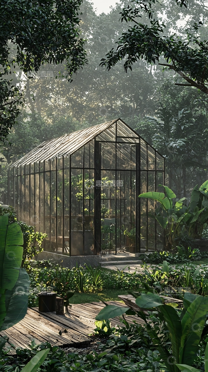 高清大图下载【趣麦麦图】森林玻璃温室