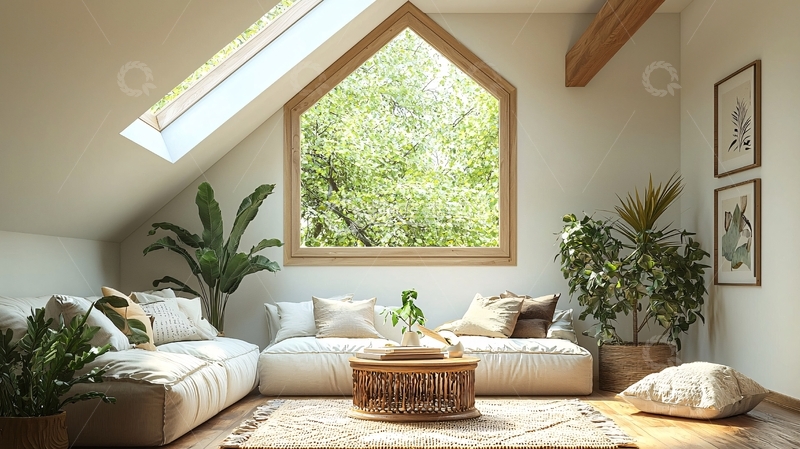 高清大图下载【趣麦麦图】室内光线充足的阁楼客厅