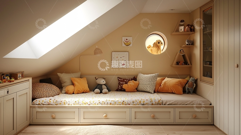 高清大图下载【趣麦麦图】阁楼温馨阅读角