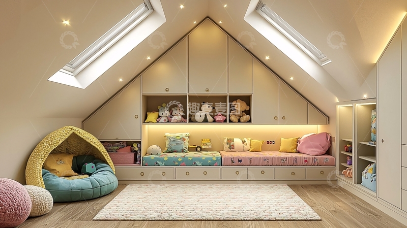高清大图下载【趣麦麦图】阁楼改造的儿童房