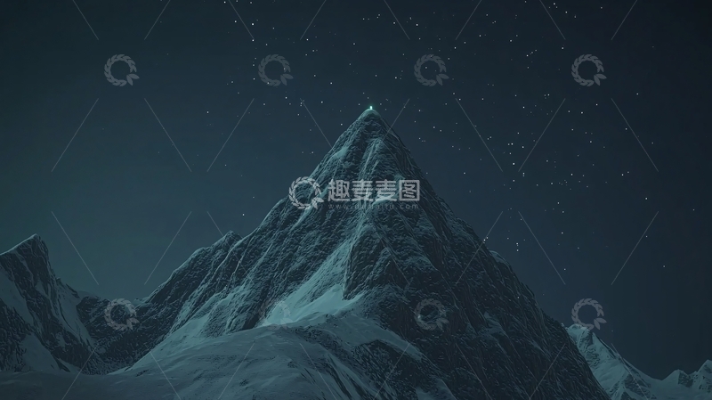 高清大图下载【趣麦麦图】极寒山峰夜空星光