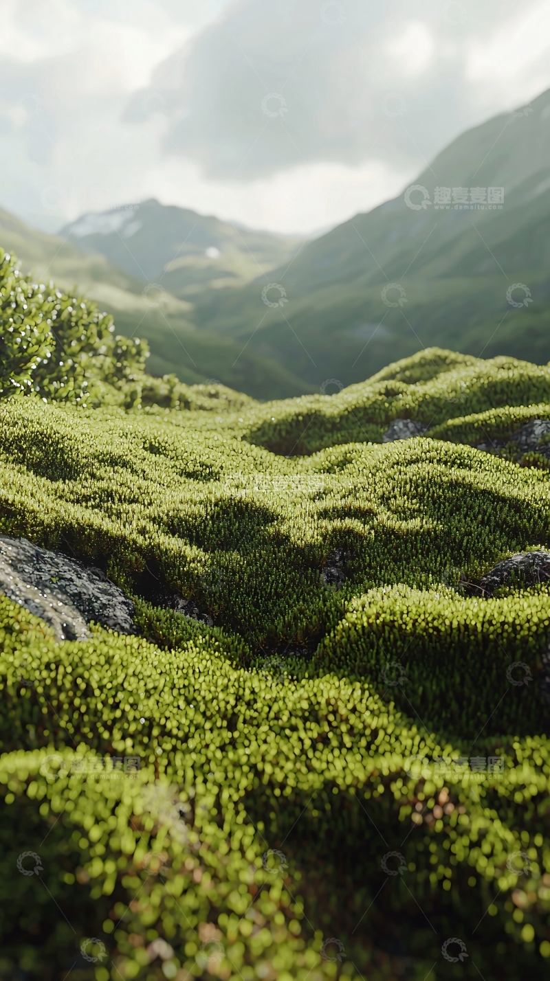 高清大图下载【趣麦麦图】绿色山谷苔藓地毯