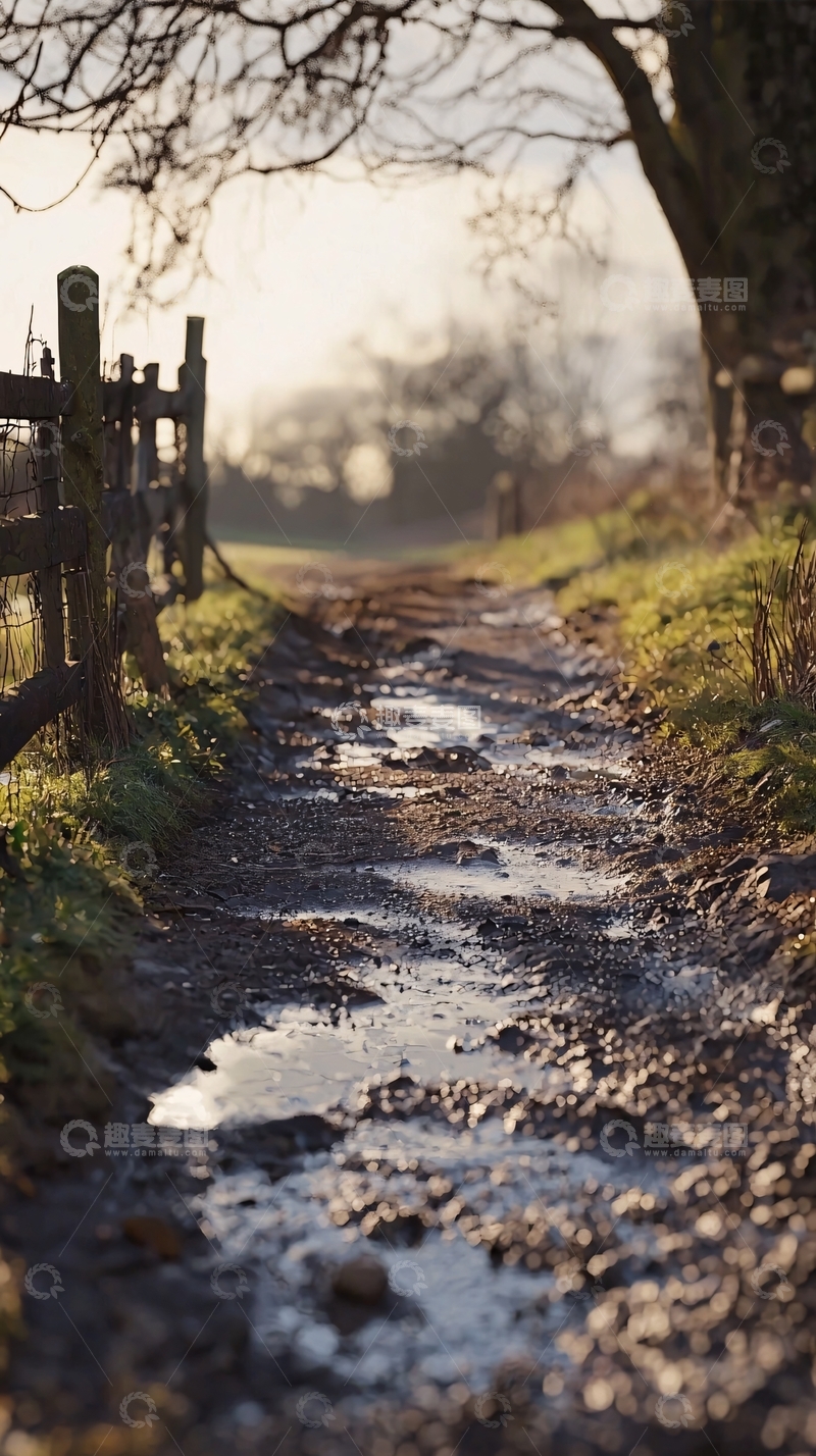 高清大图下载【趣麦麦图】乡间泥泞小路