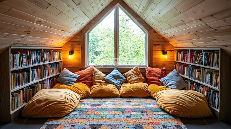 高清大图下载【趣麦麦图】舒适阁楼阅读角