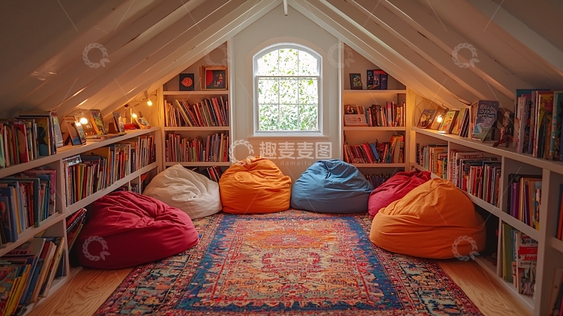 高清大图下载【趣麦麦图】阁楼书房温馨阅读角