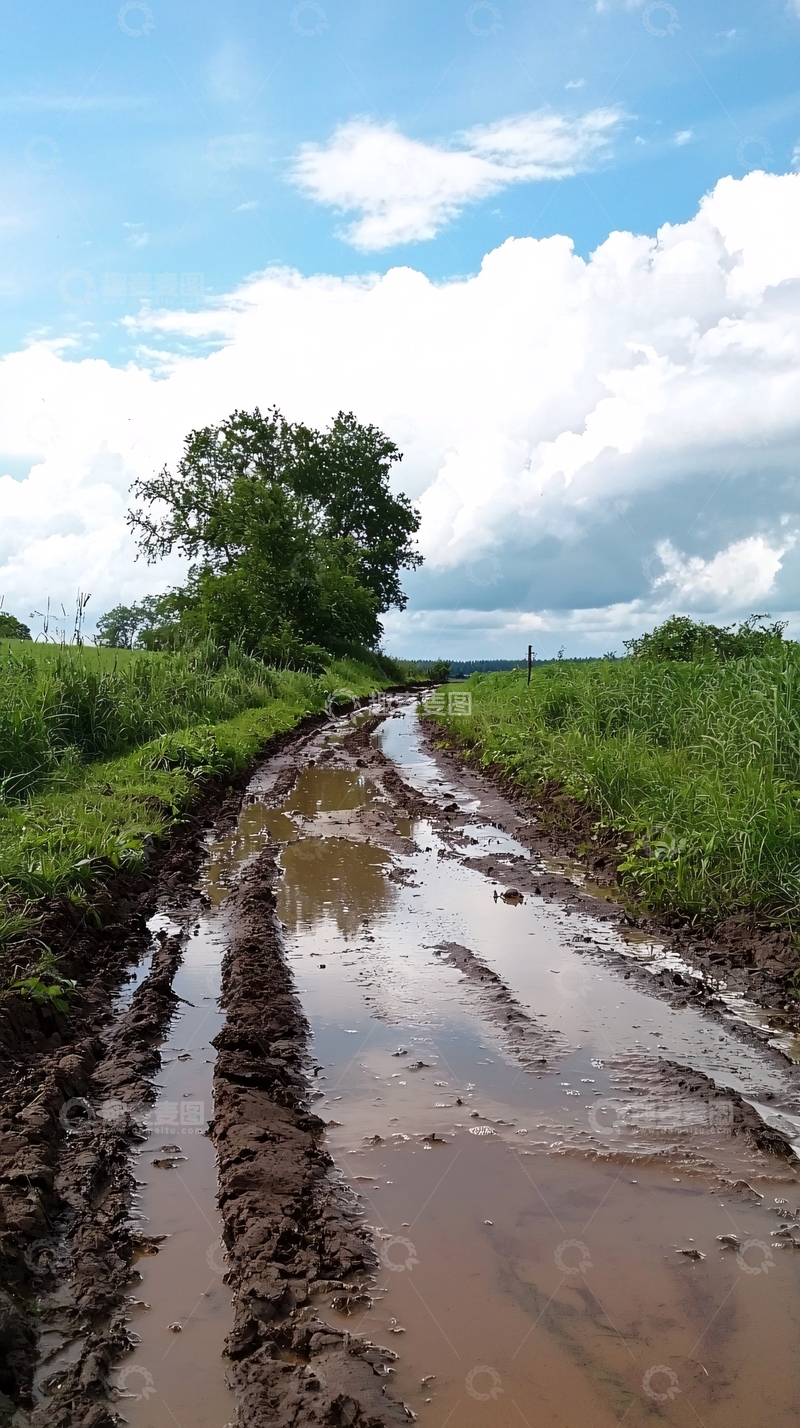 高清大图下载【趣麦麦图】泥泞道路