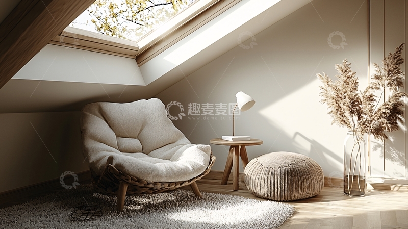 高清大图下载【趣麦麦图】阁楼阳光下的舒适一角
