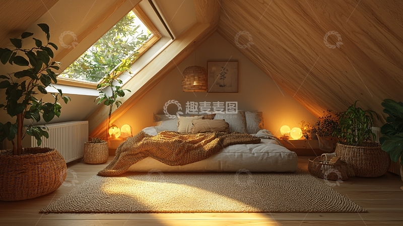 高清大图下载【趣麦麦图】温馨阁楼卧室