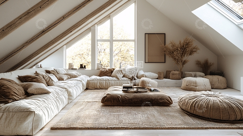 高清大图下载【趣麦麦图】北欧风阁楼休闲区