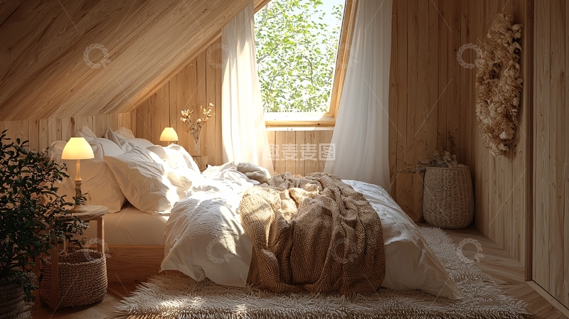 高清大图下载【趣麦麦图】阁楼里的温馨卧室