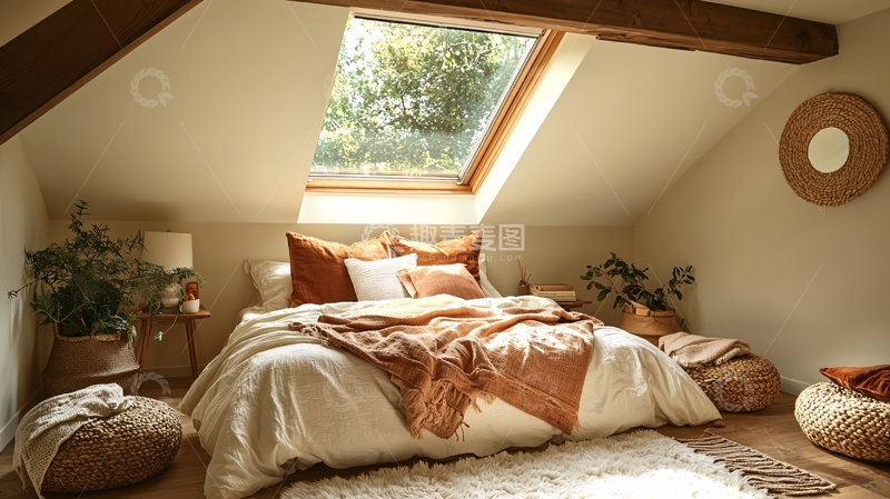 高清大图下载【趣麦麦图】温馨舒适阁楼卧室