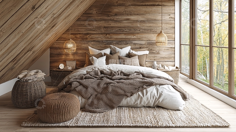 高清大图下载【趣麦麦图】原木卧室3