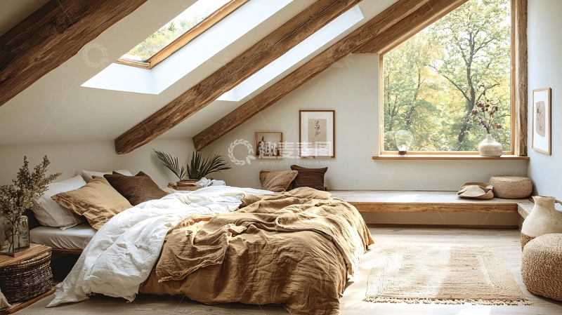 高清大图下载【趣麦麦图】温馨舒适阁楼卧室